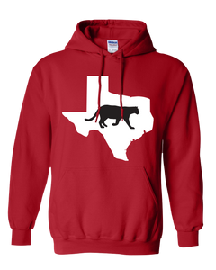 Pullover Hooded Sweatshirt Texas Red Mountain Lion Vibrant Design High Quality Tight Knit Ring Spun Low Maintenance Cotton Printed With The Newest Available Color Transfer Technology