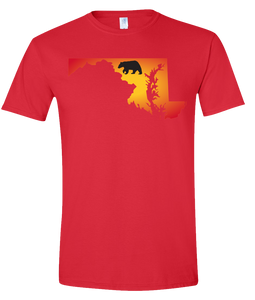 Short Sleeve T-Shirt Maryland Red Black Bear Vibrant Design High Quality Tight Knit Ring Spun Low Maintenance Cotton Printed With The Newest Available Color Transfer Technology