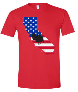 Short Sleeve T-Shirt California Red Turkey Vibrant Design High Quality Tight Knit Ring Spun Low Maintenance Cotton Printed With The Newest Available Color Transfer Technology