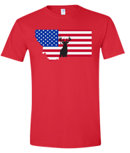Load image into Gallery viewer, Short Sleeve T-Shirt Montana Red Whitetail Deer Vibrant Design High Quality Tight Knit Ring Spun Low Maintenance Cotton Printed With The Newest Available Color Transfer Technology