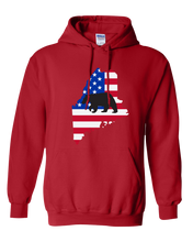 Load image into Gallery viewer, Pullover Hooded Sweatshirt Maine Red Black Bear Vibrant Design High Quality Tight Knit Ring Spun Low Maintenance Cotton Printed With The Newest Available Color Transfer Technology