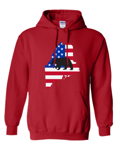 Pullover Hooded Sweatshirt Maine Red Black Bear Vibrant Design High Quality Tight Knit Ring Spun Low Maintenance Cotton Printed With The Newest Available Color Transfer Technology