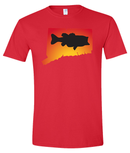 Short Sleeve T-Shirt Connecticut Red Large Mouth Bass Vibrant Design High Quality Tight Knit Ring Spun Low Maintenance Cotton Printed With The Newest Available Color Transfer Technology