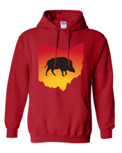 Load image into Gallery viewer, Pullover Hooded Sweatshirt Ohio Red Wild Hog Vibrant Design High Quality Tight Knit Ring Spun Low Maintenance Cotton Printed With The Newest Available Color Transfer Technology