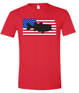 Short Sleeve T-Shirt Kansas Red Large Mouth Bass Vibrant Design High Quality Tight Knit Ring Spun Low Maintenance Cotton Printed With The Newest Available Color Transfer Technology
