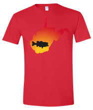Load image into Gallery viewer, Short Sleeve T-Shirt West Virginia Red Large Mouth Bass Vibrant Design High Quality Tight Knit Ring Spun Low Maintenance Cotton Printed With The Newest Available Color Transfer Technology