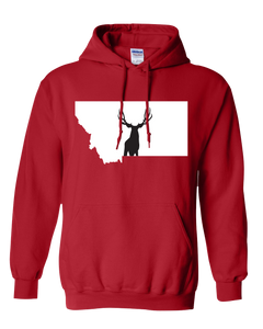 Pullover Hooded Sweatshirt Montana Red Mule Deer Vibrant Design High Quality Tight Knit Ring Spun Low Maintenance Cotton Printed With The Newest Available Color Transfer Technology