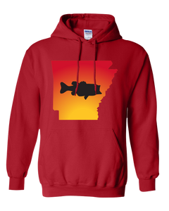 Pullover Hooded Sweatshirt Arkansas Red Large Mouth Bass Vibrant Design High Quality Tight Knit Ring Spun Low Maintenance Cotton Printed With The Newest Available Color Transfer Technology