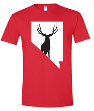 Load image into Gallery viewer, Short Sleeve T-Shirt Nevada Red Mule Deer Vibrant Design High Quality Tight Knit Ring Spun Low Maintenance Cotton Printed With The Newest Available Color Transfer Technology