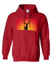 Load image into Gallery viewer, Pullover Hooded Sweatshirt South Dakota Red Mule Deer Vibrant Design High Quality Tight Knit Ring Spun Low Maintenance Cotton Printed With The Newest Available Color Transfer Technology