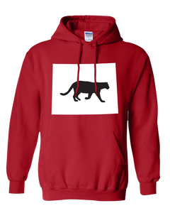 Pullover Hooded Sweatshirt Wyoming Red Mountain Lion Vibrant Design High Quality Tight Knit Ring Spun Low Maintenance Cotton Printed With The Newest Available Color Transfer Technology