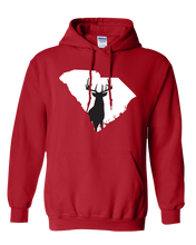 Load image into Gallery viewer, Pullover Hooded Sweatshirt South Carolina Red Whitetail Deer Vibrant Design High Quality Tight Knit Ring Spun Low Maintenance Cotton Printed With The Newest Available Color Transfer Technology