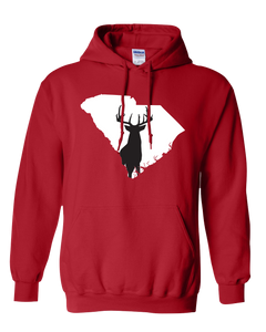 Pullover Hooded Sweatshirt South Carolina Red Whitetail Deer Vibrant Design High Quality Tight Knit Ring Spun Low Maintenance Cotton Printed With The Newest Available Color Transfer Technology