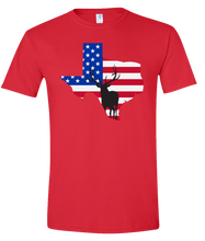 Load image into Gallery viewer, Short Sleeve T-Shirt Texas Red Elk Vibrant Design High Quality Tight Knit Ring Spun Low Maintenance Cotton Printed With The Newest Available Color Transfer Technology