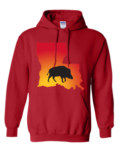 Pullover Hooded Sweatshirt Louisiana Red Wild Hog Vibrant Design High Quality Tight Knit Ring Spun Low Maintenance Cotton Printed With The Newest Available Color Transfer Technology