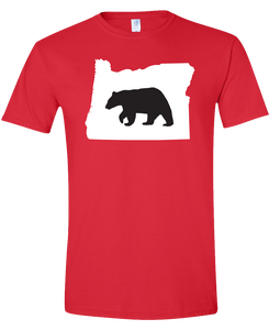 Short Sleeve T-Shirt Oregon Red Black Bear Vibrant Design High Quality Tight Knit Ring Spun Low Maintenance Cotton Printed With The Newest Available Color Transfer Technology