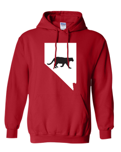 Pullover Hooded Sweatshirt Nevada Red Mountain Lion Vibrant Design High Quality Tight Knit Ring Spun Low Maintenance Cotton Printed With The Newest Available Color Transfer Technology