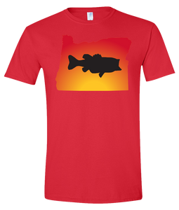 Short Sleeve T-Shirt Oregon Red Large Mouth Bass Vibrant Design High Quality Tight Knit Ring Spun Low Maintenance Cotton Printed With The Newest Available Color Transfer Technology