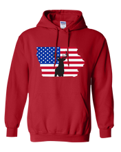 Load image into Gallery viewer, Pullover Hooded Sweatshirt Iowa Red Whitetail Deer Vibrant Design High Quality Tight Knit Ring Spun Low Maintenance Cotton Printed With The Newest Available Color Transfer Technology