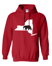 Load image into Gallery viewer, Pullover Hooded Sweatshirt New York Red Black Bear Vibrant Design High Quality Tight Knit Ring Spun Low Maintenance Cotton Printed With The Newest Available Color Transfer Technology