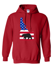 Load image into Gallery viewer, Pullover Hooded Sweatshirt Idaho Red Black Bear Vibrant Design High Quality Tight Knit Ring Spun Low Maintenance Cotton Printed With The Newest Available Color Transfer Technology
