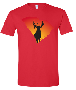 Short Sleeve T-Shirt South Carolina Red Whitetail Deer Vibrant Design High Quality Tight Knit Ring Spun Low Maintenance Cotton Printed With The Newest Available Color Transfer Technology