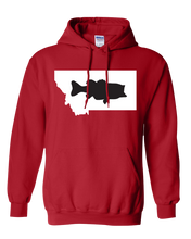 Load image into Gallery viewer, Pullover Hooded Sweatshirt Montana Red Large Mouth Bass Vibrant Design High Quality Tight Knit Ring Spun Low Maintenance Cotton Printed With The Newest Available Color Transfer Technology
