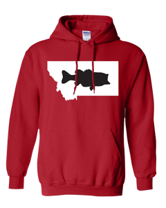 Pullover Hooded Sweatshirt Montana Red Large Mouth Bass Vibrant Design High Quality Tight Knit Ring Spun Low Maintenance Cotton Printed With The Newest Available Color Transfer Technology