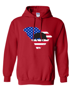 Pullover Hooded Sweatshirt South Carolina Red Wild Hog Vibrant Design High Quality Tight Knit Ring Spun Low Maintenance Cotton Printed With The Newest Available Color Transfer Technology