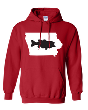 Load image into Gallery viewer, Pullover Hooded Sweatshirt Iowa Red Large Mouth Bass Vibrant Design High Quality Tight Knit Ring Spun Low Maintenance Cotton Printed With The Newest Available Color Transfer Technology
