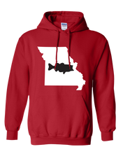 Load image into Gallery viewer, Pullover Hooded Sweatshirt Missouri Red Large Mouth Bass Vibrant Design High Quality Tight Knit Ring Spun Low Maintenance Cotton Printed With The Newest Available Color Transfer Technology