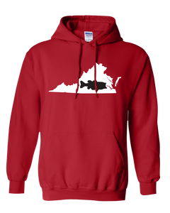 Pullover Hooded Sweatshirt Virginia Red Large Mouth Bass Vibrant Design High Quality Tight Knit Ring Spun Low Maintenance Cotton Printed With The Newest Available Color Transfer Technology