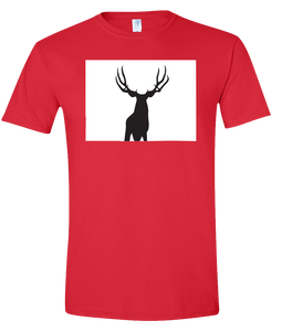 Short Sleeve T-Shirt Colorado Red Mule Deer Vibrant Design High Quality Tight Knit Ring Spun Low Maintenance Cotton Printed With The Newest Available Color Transfer Technology