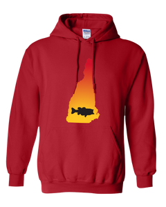 Pullover Hooded Sweatshirt New Hampshire Red Large Mouth Bass Vibrant Design High Quality Tight Knit Ring Spun Low Maintenance Cotton Printed With The Newest Available Color Transfer Technology