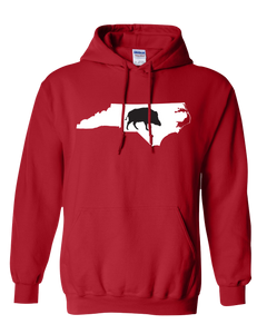 Pullover Hooded Sweatshirt North Carolina Red Wild Hog Vibrant Design High Quality Tight Knit Ring Spun Low Maintenance Cotton Printed With The Newest Available Color Transfer Technology