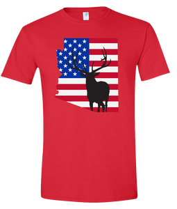 Short Sleeve T-Shirt Arizona Red Elk Vibrant Design High Quality Tight Knit Ring Spun Low Maintenance Cotton Printed With The Newest Available Color Transfer Technology
