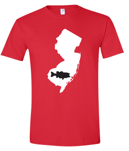 Short Sleeve T-Shirt New Jersey Red Large Mouth Bass Vibrant Design High Quality Tight Knit Ring Spun Low Maintenance Cotton Printed With The Newest Available Color Transfer Technology