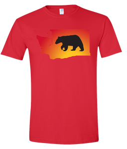 Short Sleeve T-Shirt Washington Red Black Bear Vibrant Design High Quality Tight Knit Ring Spun Low Maintenance Cotton Printed With The Newest Available Color Transfer Technology