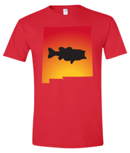 Load image into Gallery viewer, Short Sleeve T-Shirt New Mexico Red Large Mouth Bass Vibrant Design High Quality Tight Knit Ring Spun Low Maintenance Cotton Printed With The Newest Available Color Transfer Technology
