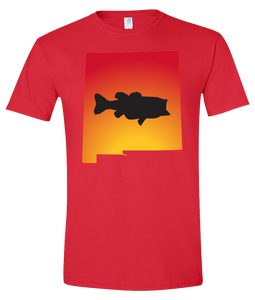 Short Sleeve T-Shirt New Mexico Red Large Mouth Bass Vibrant Design High Quality Tight Knit Ring Spun Low Maintenance Cotton Printed With The Newest Available Color Transfer Technology