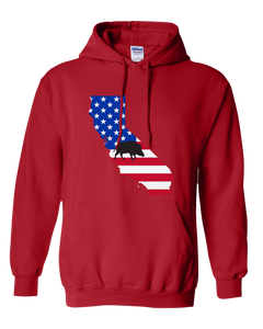 Pullover Hooded Sweatshirt California Red Wild Hog Vibrant Design High Quality Tight Knit Ring Spun Low Maintenance Cotton Printed With The Newest Available Color Transfer Technology