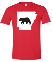 Load image into Gallery viewer, Short Sleeve T-Shirt Arkansas Red Black Bear Vibrant Design High Quality Tight Knit Ring Spun Low Maintenance Cotton Printed With The Newest Available Color Transfer Technology