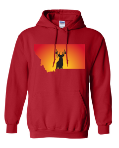 Pullover Hooded Sweatshirt Montana Red Whitetail Deer Vibrant Design High Quality Tight Knit Ring Spun Low Maintenance Cotton Printed With The Newest Available Color Transfer Technology