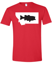 Load image into Gallery viewer, Short Sleeve T-Shirt Montana Red Large Mouth Bass Vibrant Design High Quality Tight Knit Ring Spun Low Maintenance Cotton Printed With The Newest Available Color Transfer Technology