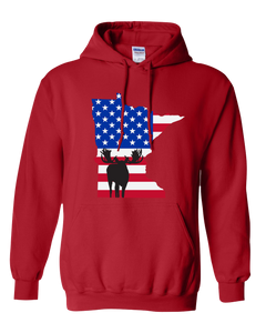 Pullover Hooded Sweatshirt Minnesota Red Moose Vibrant Design High Quality Tight Knit Ring Spun Low Maintenance Cotton Printed With The Newest Available Color Transfer Technology