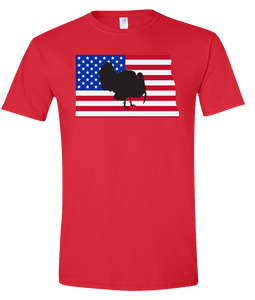 Short Sleeve T-Shirt North Dakota Red Turkey Vibrant Design High Quality Tight Knit Ring Spun Low Maintenance Cotton Printed With The Newest Available Color Transfer Technology