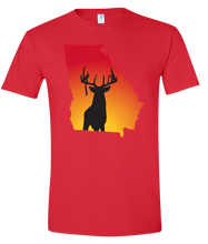 Load image into Gallery viewer, Short Sleeve T-Shirt Georgia Red Whitetail Deer Vibrant Design High Quality Tight Knit Ring Spun Low Maintenance Cotton Printed With The Newest Available Color Transfer Technology