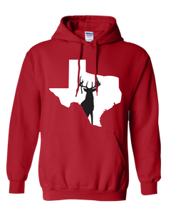 Pullover Hooded Sweatshirt Texas Red Whitetail Deer Vibrant Design High Quality Tight Knit Ring Spun Low Maintenance Cotton Printed With The Newest Available Color Transfer Technology