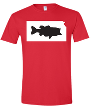 Load image into Gallery viewer, Short Sleeve T-Shirt Kansas Red Large Mouth Bass Vibrant Design High Quality Tight Knit Ring Spun Low Maintenance Cotton Printed With The Newest Available Color Transfer Technology