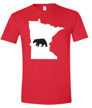Load image into Gallery viewer, Short Sleeve T-Shirt Minnesota Red Black Bear Vibrant Design High Quality Tight Knit Ring Spun Low Maintenance Cotton Printed With The Newest Available Color Transfer Technology